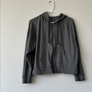 Gray Cropped Zip-Up Hoodie